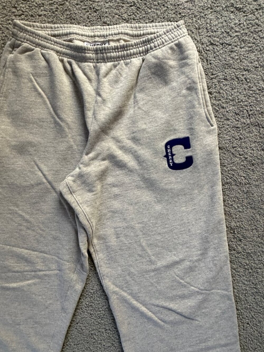 CHERRY LA - Straight-Leg Logo-Appliquéd Cotton-Jersey Sweatpants - Gray- Sz. XL - Picture 6 of 14